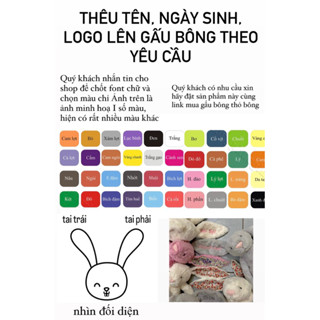 Chi phí, giá dịch vụ thêu tên lên tai thỏ Jellycat - Lưu ý : đây là dịch vụ thêu - PHẢI ĐẶT KÈM SẢN PHẨM GẤU THỎ