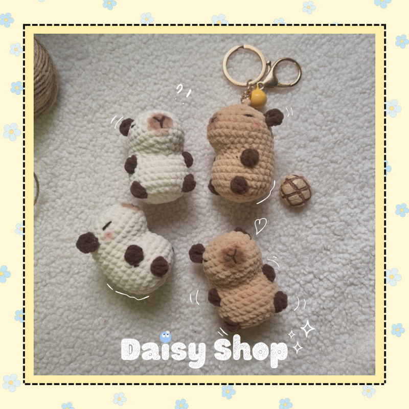 Set nguyên liệu/ Móc khoá Capybara chuột lang nước móc len bông sữa mềm mịn, đáng yêu phù hợp đeo túi tote balo