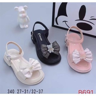    SALE LỖ   Dép Quai Hậu Bé Gái Dép Sandal Cho bé Gái Nơ Gấu Ngọc  Tiểu Thư Từ 3 Đến 12 Tuổi Hàng Da Full Hộp MS340 