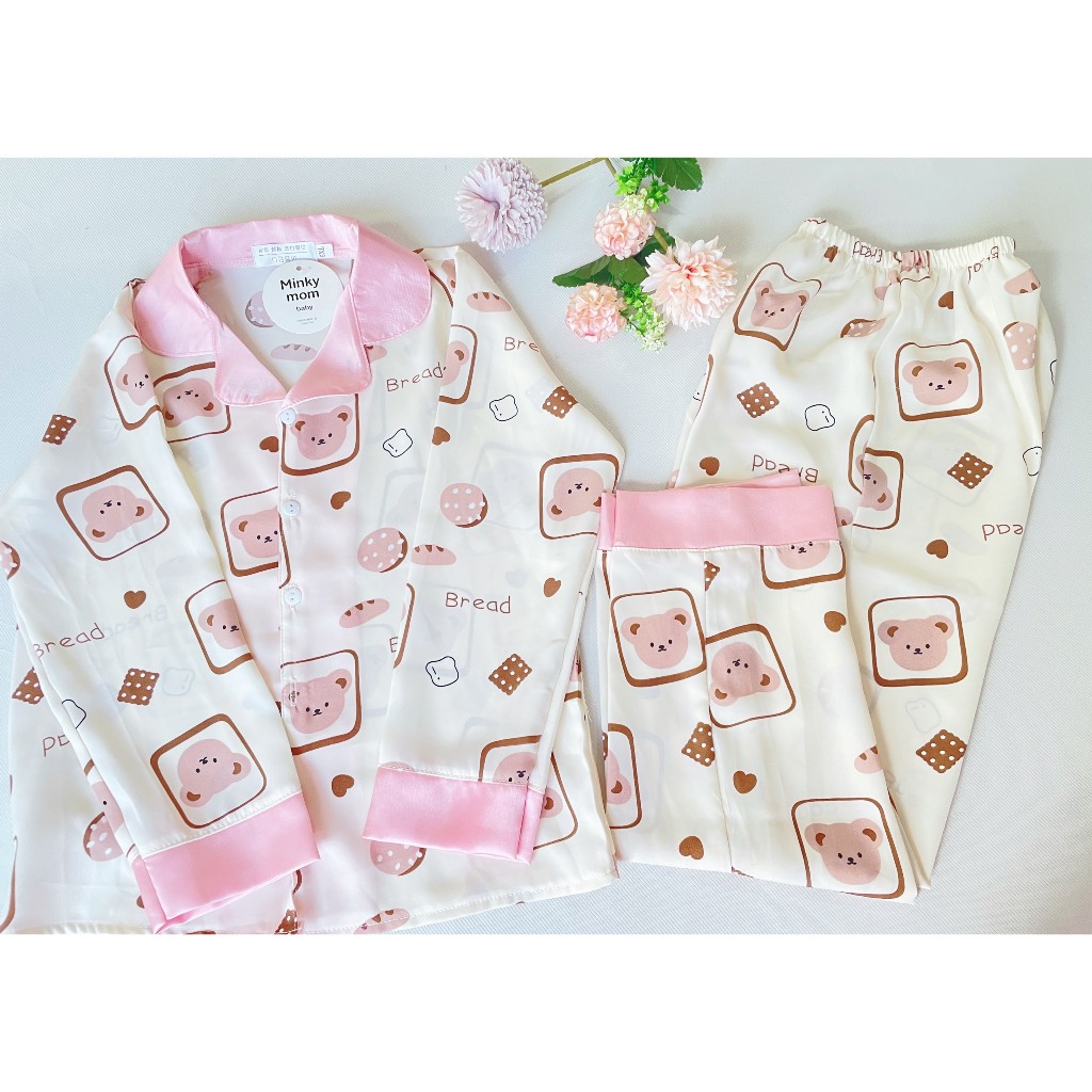 Bộ pijama cho bé gái tay dài chất lụa Latin cao cấp, đồ ngủ cho bé gái từ 20kg-36kg