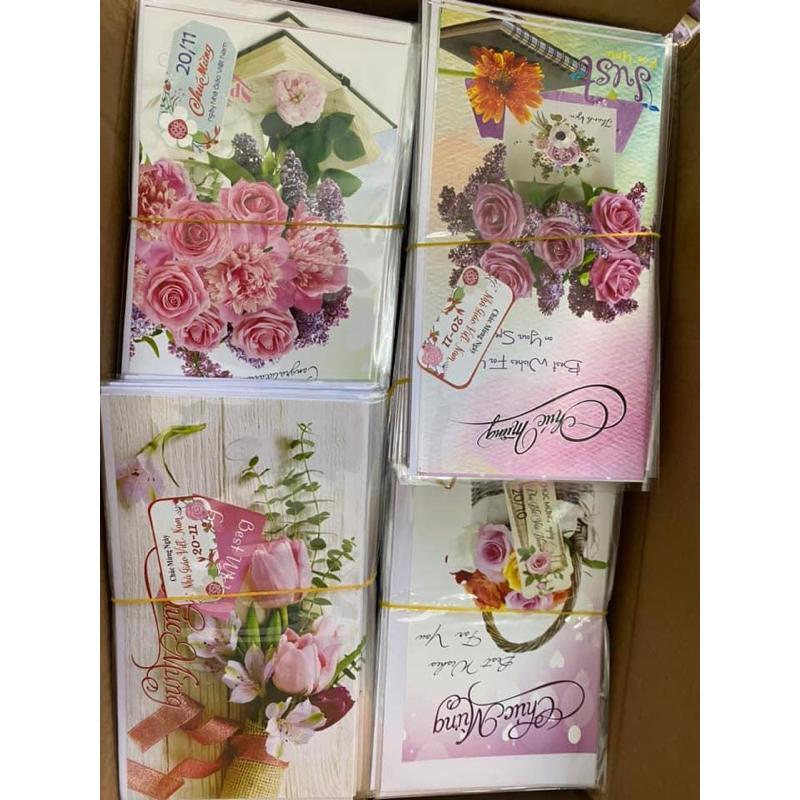 Ốc quế hoa kèm túi thiệp tri ân ngày nhà giáo