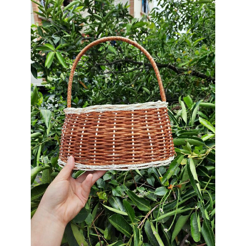 Túi Xách mây cắm hoa