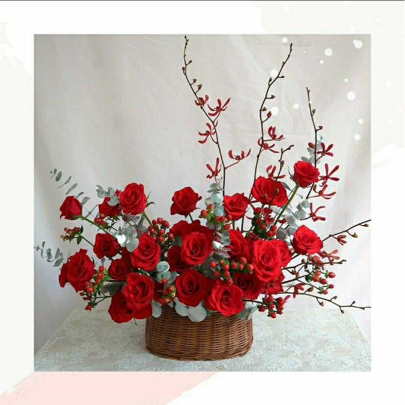 Túi Xách mây cắm hoa