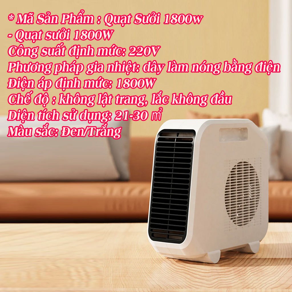 Máy sưởi ấm mini để bàn, quạt sưởi ấm mùa đông 1800W