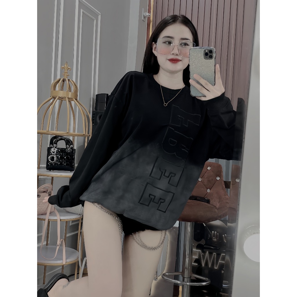 Áo nỉ thu đông cặp đôi kiểu dáng sweater loang màu in chữ chất nỉ 2 da dày dặn y hình