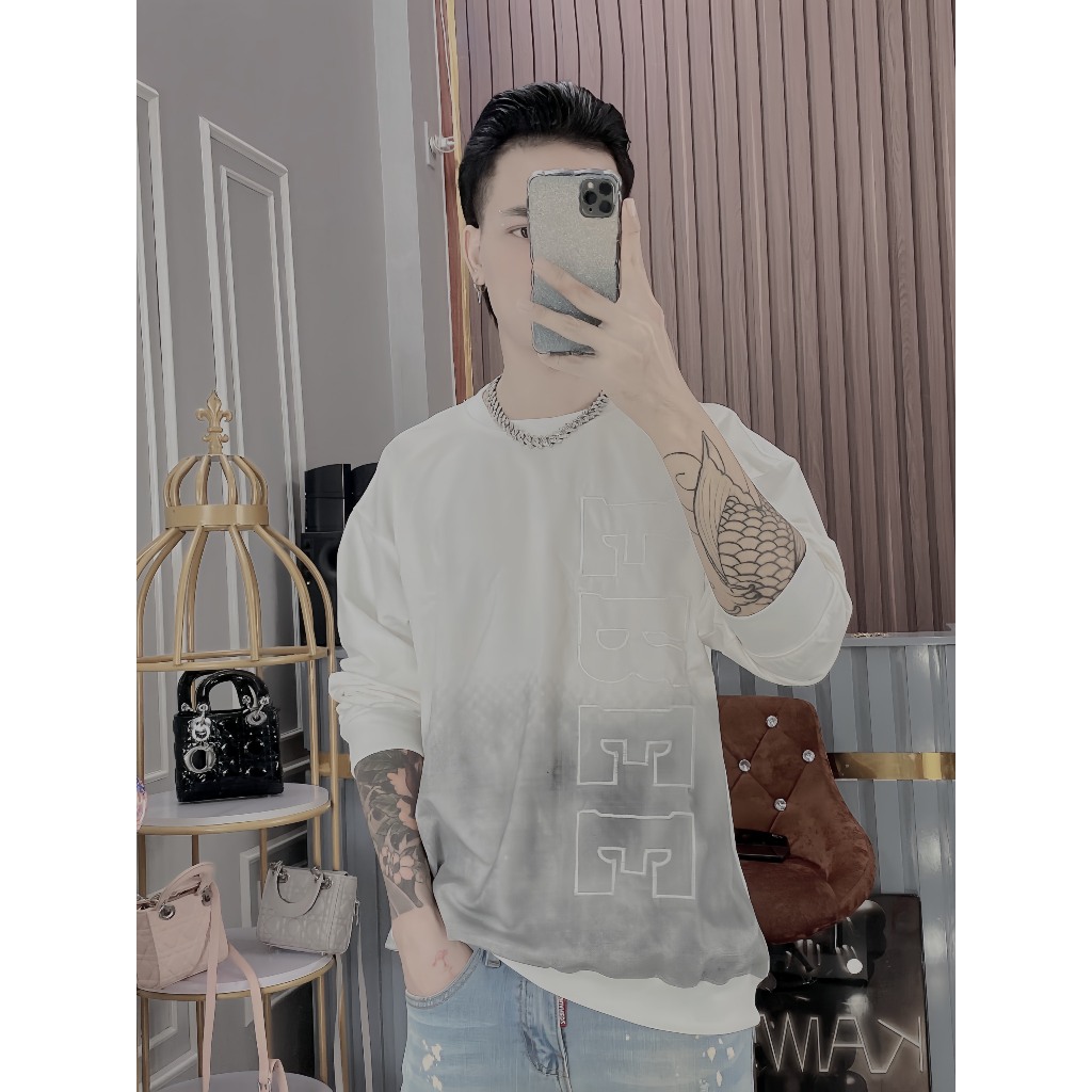 Áo nỉ thu đông cặp đôi kiểu dáng sweater loang màu in chữ chất nỉ 2 da dày dặn y hình