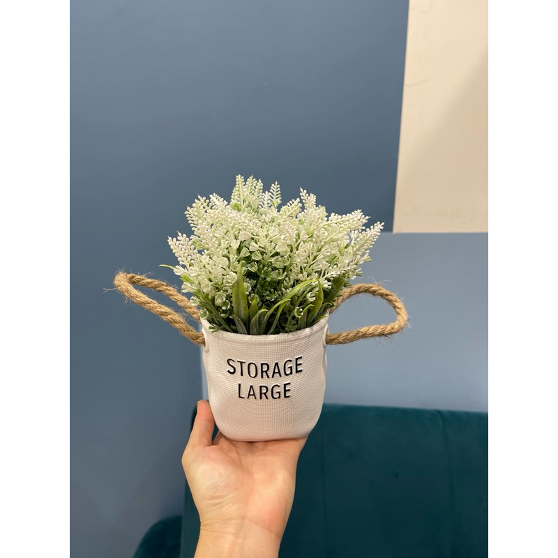 Lẵng lavender để bàn, chậu hoa mini để kệ, hoa giả trang trí