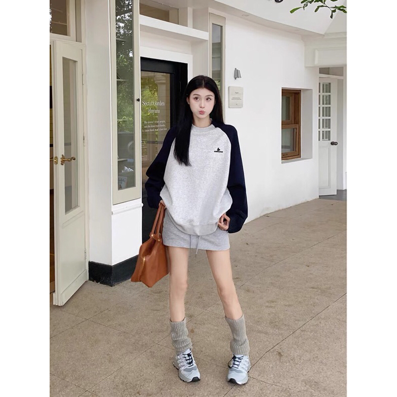 Áo Sweater Raglan, Áo Sweater Basic Form Rộng Phong Cách Ullzang