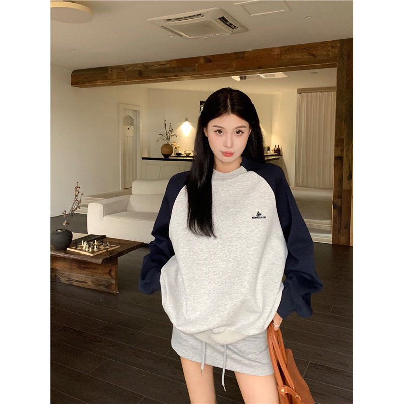 Áo Sweater Raglan, Áo Sweater Basic Form Rộng Phong Cách Ullzang