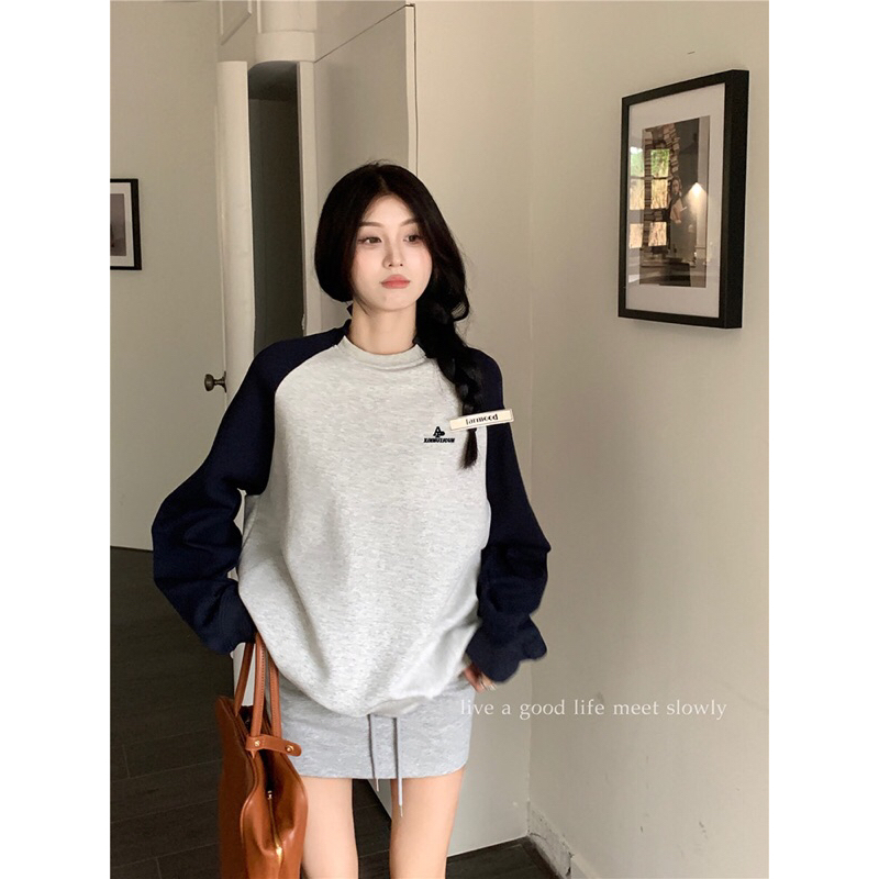 Áo Sweater Raglan, Áo Sweater Basic Form Rộng Phong Cách Ullzang