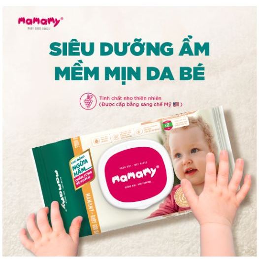Khăn Ướt Không Mùi Mamamy 100 tờ ngừa hăm