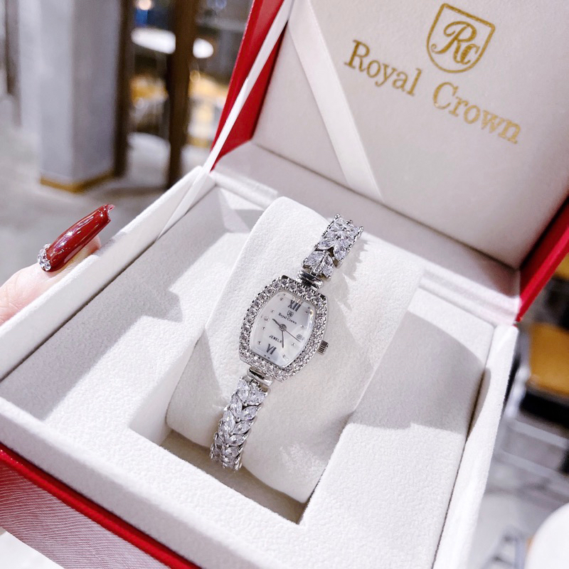 Đồng hồ nữ Royal Crown 2031 vuông đính đá dây kim