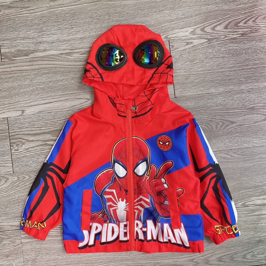 Áo khoác gió người nhện 2 lớp hàng QC cho bé - A443