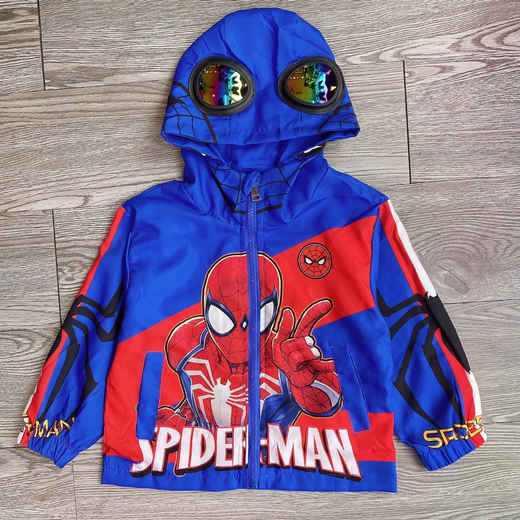 Áo khoác gió người nhện 2 lớp hàng QC cho bé - A443