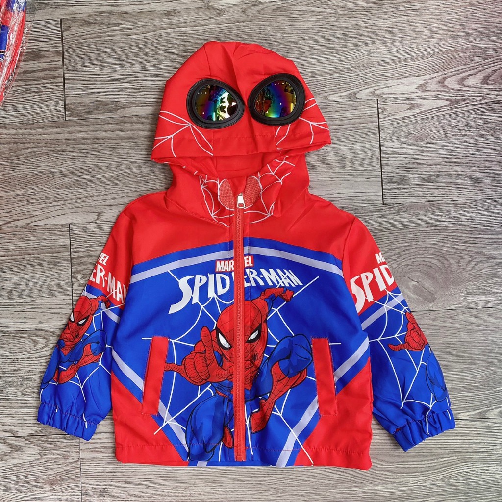 Áo khoác gió người nhện 2 lớp hàng QC cho bé - A443