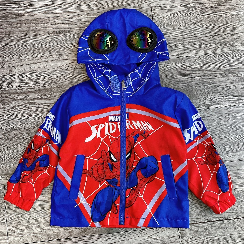 Áo khoác gió người nhện 2 lớp hàng QC cho bé - A443