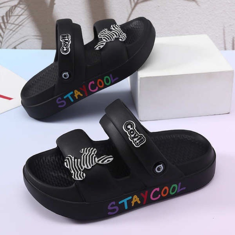 Dép sandal nữ - Dép bánh mì sandal nữ quai hậu học sinh độn đế 3cm chất liệu eva.