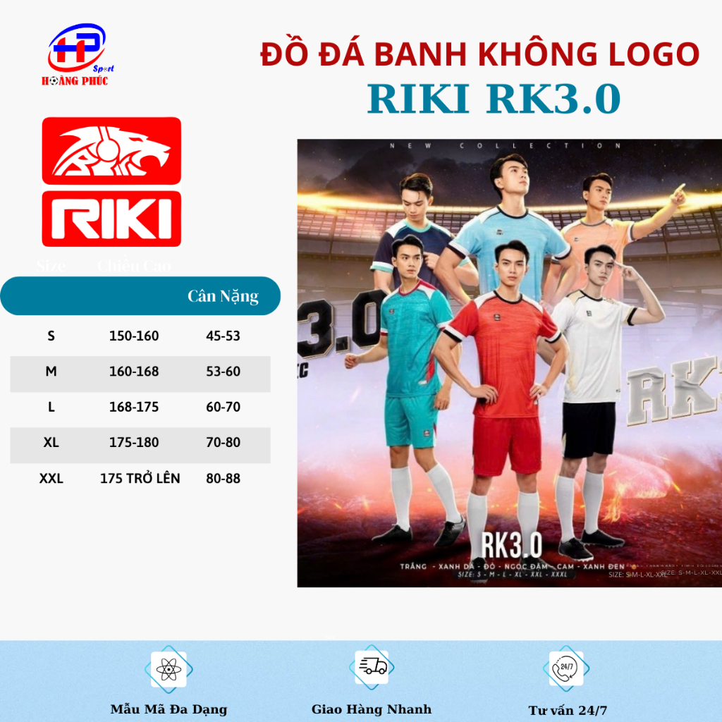 Quần áo bóng đá,đồ đá banh RIKI RK3.0 thun mè cao cấp chuẩn thi đấu,thấm hút mồ hôi cực đẹp - sport hoàng phúc