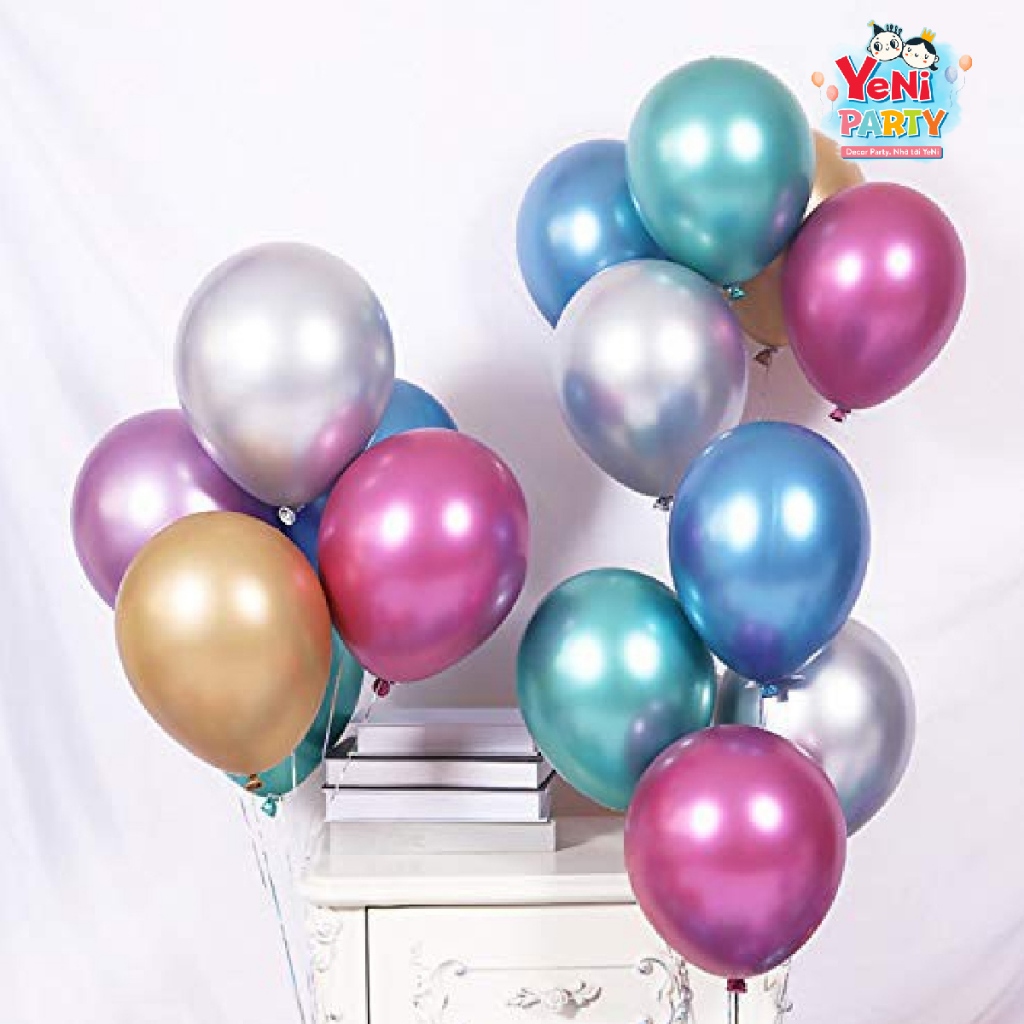 Bong Bóng Tròn Siêu Nhũ Chrome 10 inch Trang Trí Tiệc Sinh Nhật Thôi Nôi Party Sự Kiện