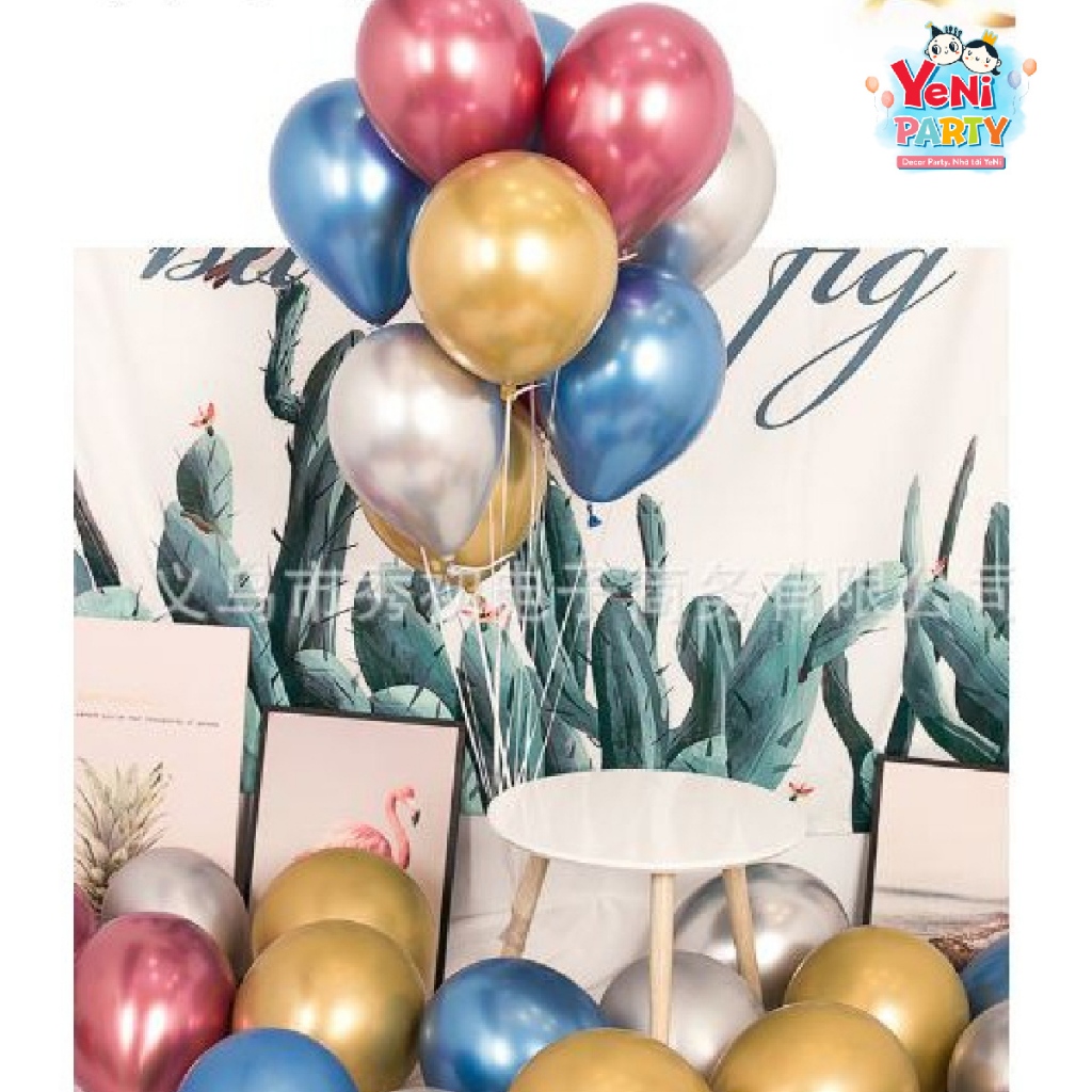 Bong Bóng Tròn Siêu Nhũ Chrome 10 inch Trang Trí Tiệc Sinh Nhật Thôi Nôi Party Sự Kiện