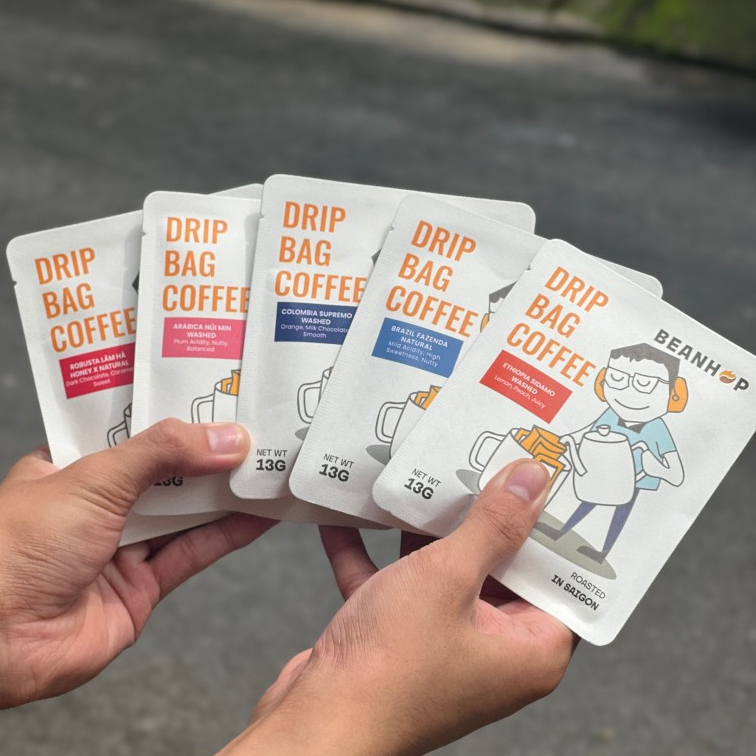 Cà phê túi lọc - Cà phê phin giấy Hộp 10 gói mix 5 loại Drip Bag Coffee