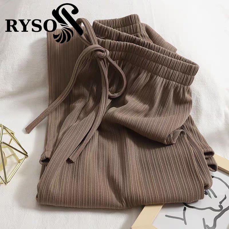 Quần ống Rộng RYSO FASHION Dáng Suông Nữ Vải Tăm Thái Trơn Loại Đẹp Co Giãn Mềm Mịn Tôn Dáng