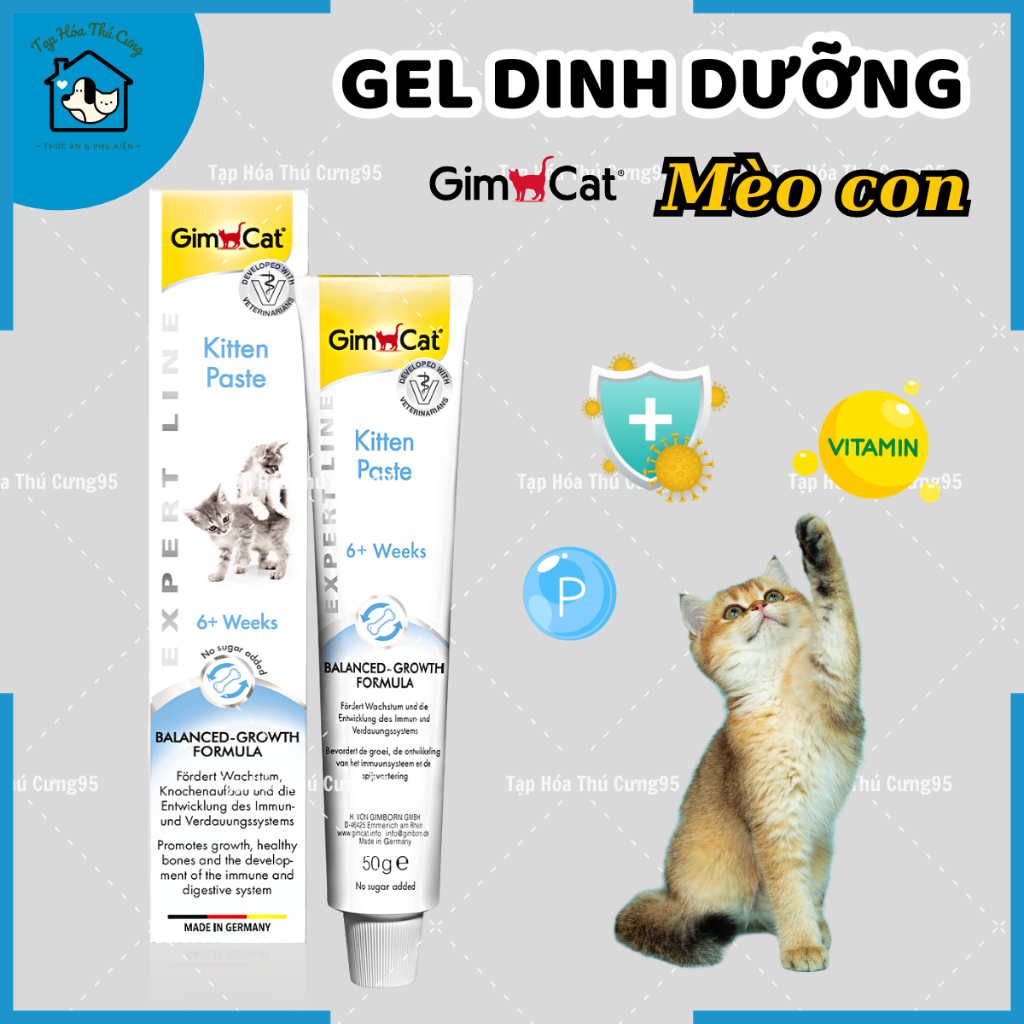 Gimcat Kitten Paste gel dinh dưỡng cho mèo con giúp tăng cường miễn dịch và phát triển toàn diện 50gr- xuất xứ Đức