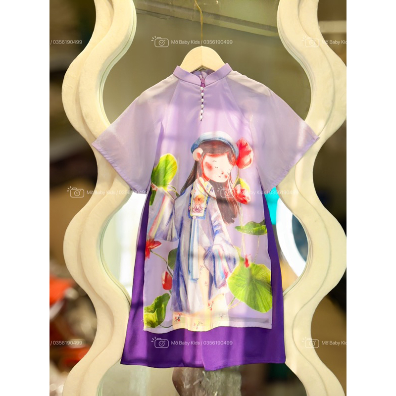 Áo dài tơ cao cấp cho bé gái mẫu mới nhất 2023