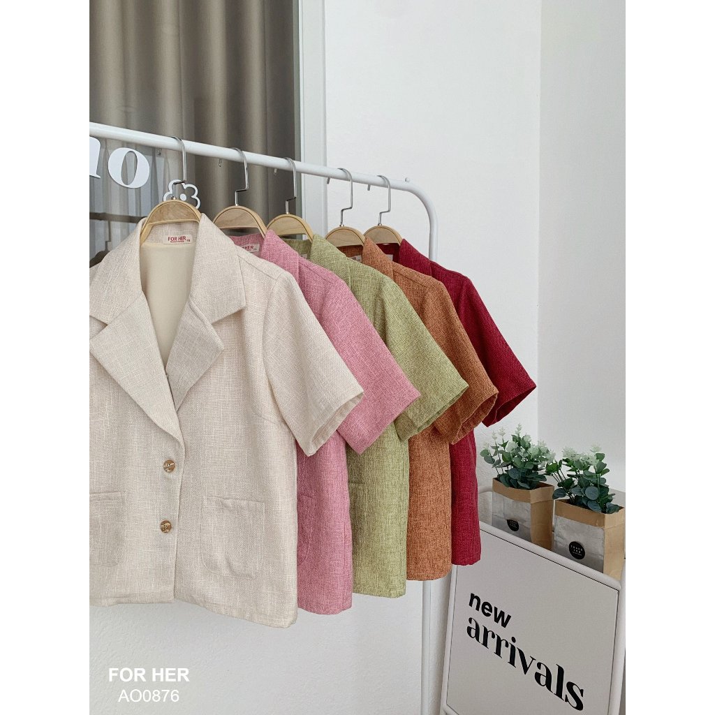 Áo croptop FOR HER tay ngắn cổ vest  AO0876