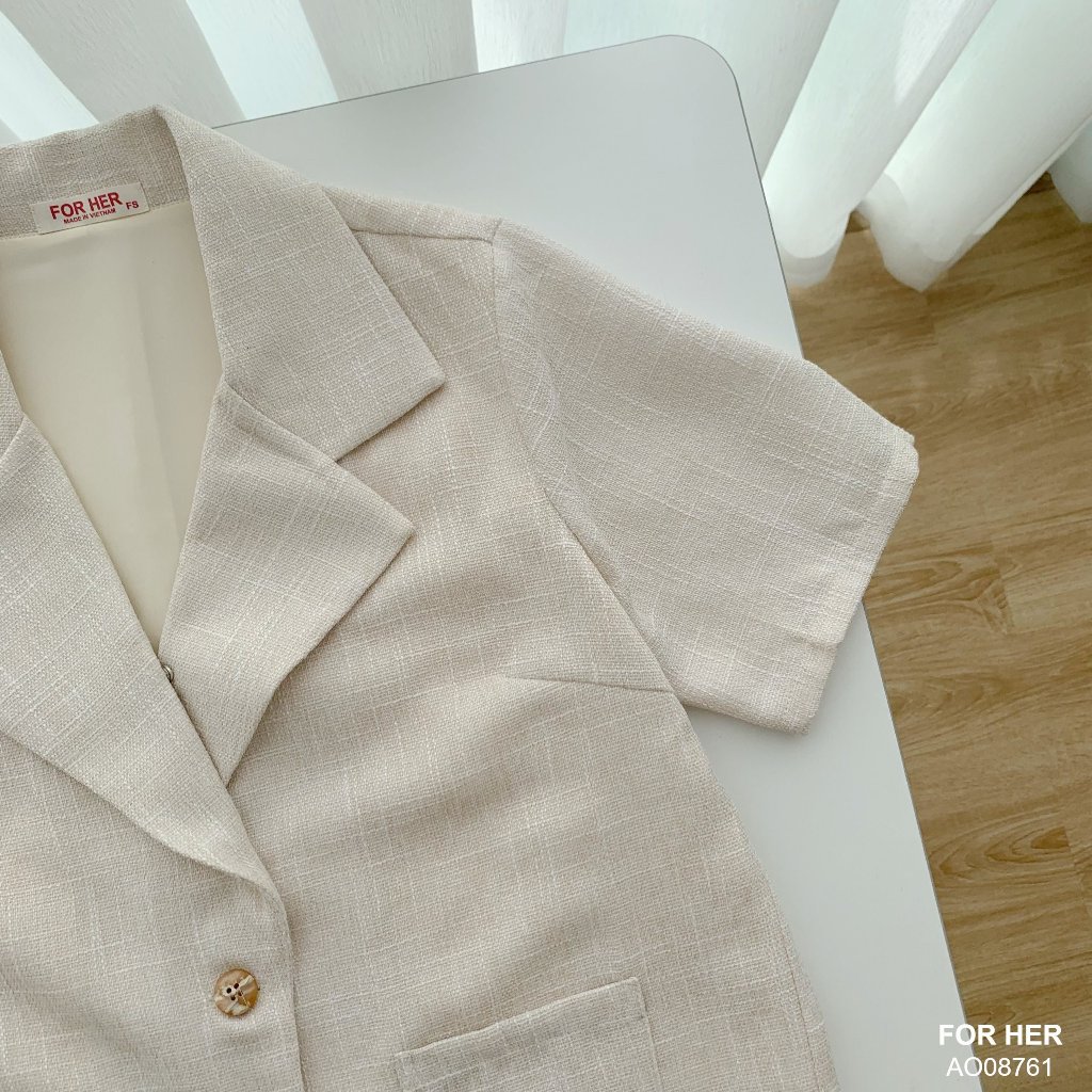 Áo croptop FOR HER tay ngắn cổ vest  AO0876