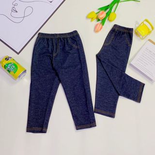 Quần dài giả jean bé trai bé gái chất jean thun co giãn tốt form baggy siêu xinh