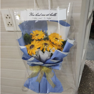 Hoa Hướng Dương Sáp 5 Bông, Bó Hoa Hướng Dương Kèm Túi VN98 Flowers Shop