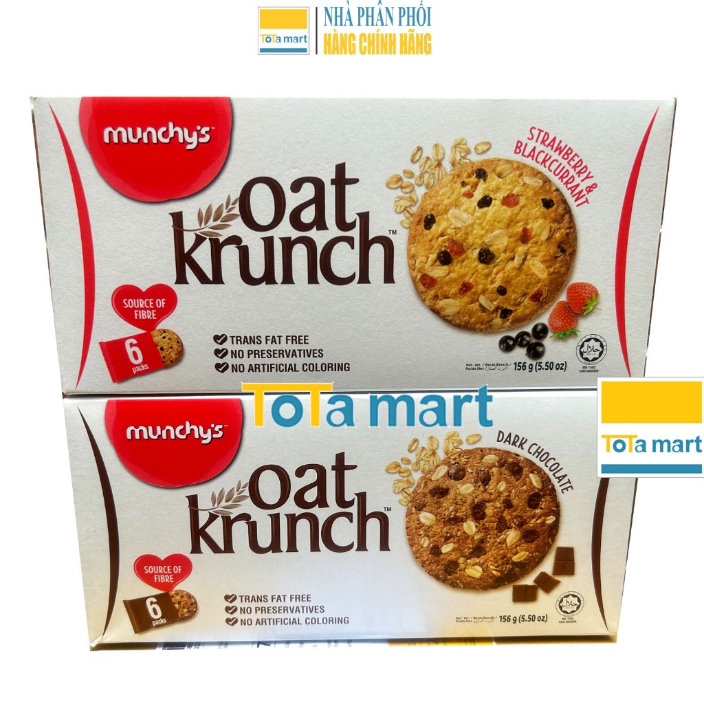 Bánh quy yến mạch OAT KRUNCH MUNCHY'S hộp 156g - chính hãng Malaysia.