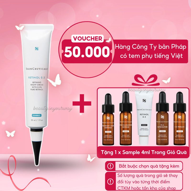 Skinceuticals Retinol 0.5 - 1, Kem Dưỡng Giảm Mụn, Mờ Thâm, Chống Lão Hóa SkinCeuticals Retinol 30ml