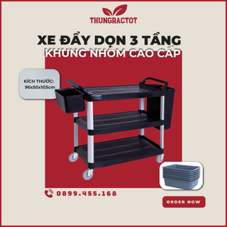 Xe Đẩy Đồ Ăn Nhà Hàng , Xe Đẩy Thức Ăn 3 Tầng Nhựa PP Cao Cấp