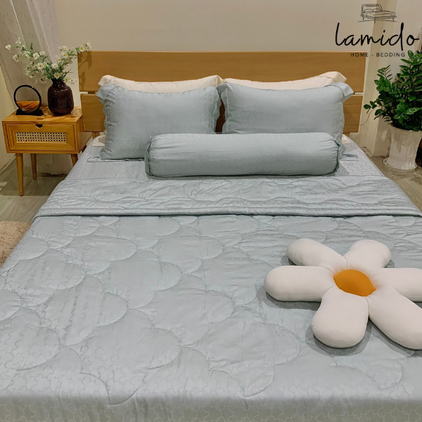 Bộ chăn ga gối lụa tencel LAMIDO dệt kim drap giường đủ kích thước trải nệm 1m, 1m2, 1m4, 1m6, 1m8, 2m2