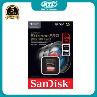 Thẻ nhớ máy ảnh SDXC SanDisk Extreme Pro 128GB UHS-I U3 4K V30 đọc 200MB/s ghi 90MB/s (Đen) Nhất Tín Computer