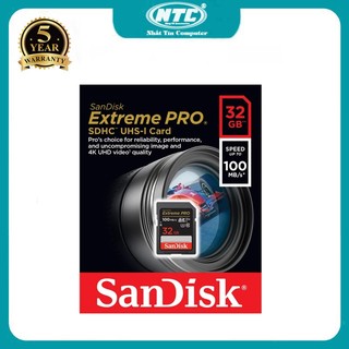 Thẻ nhớ máy ảnh SDHC SanDisk Extreme Pro 32GB V30 UHS-I U3 đọc 100MB/s ghi 90MB/s (Đen)