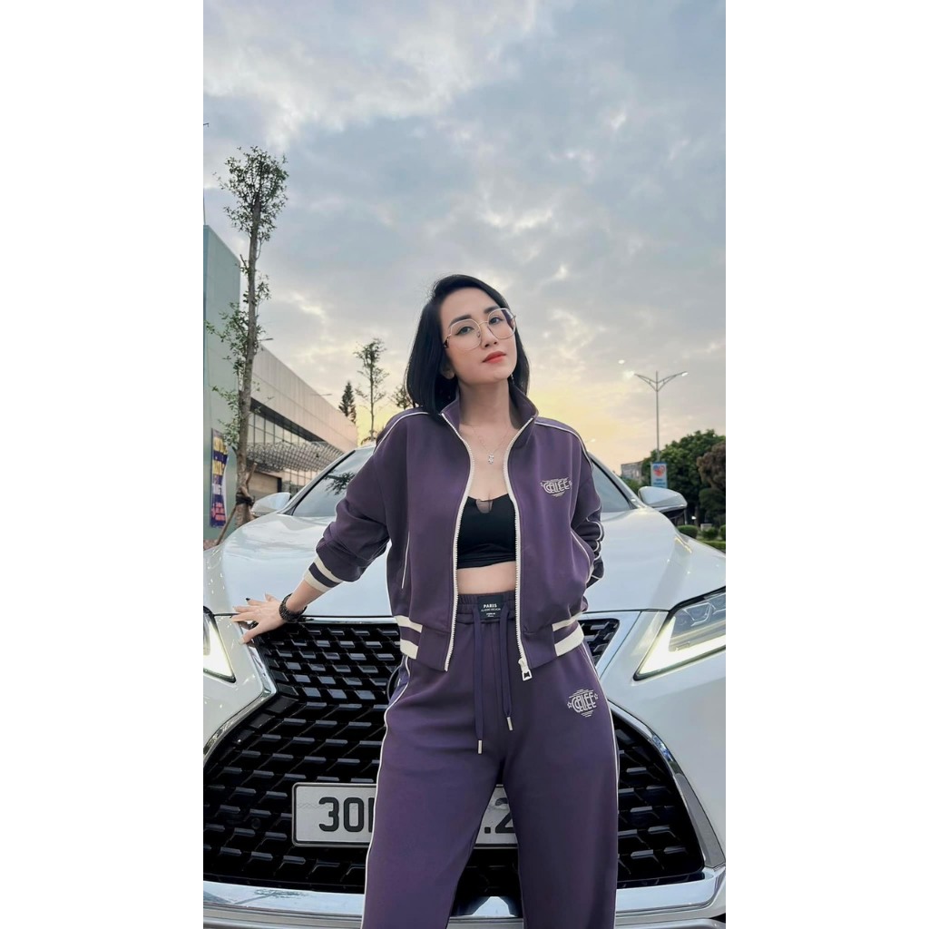 Set đồ nữ thể thao thu đông Kéo khóa dài tay