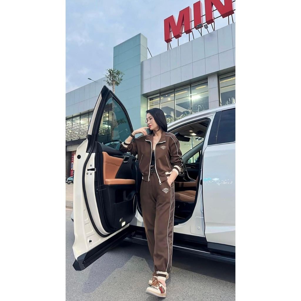 Set đồ nữ thể thao thu đông Kéo khóa dài tay