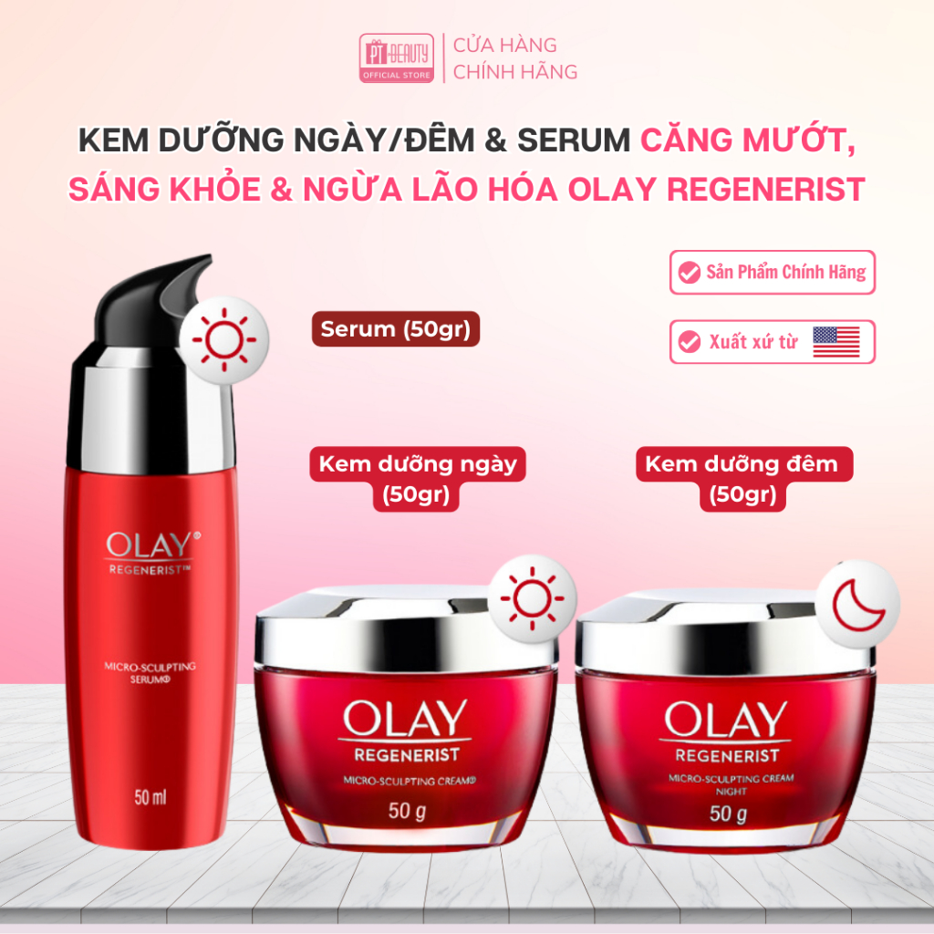 Serum Và Kem Dưỡng Olay Regenerist Ngừa Lão Hóa Da Ngày & Đêm 50g Regenerist Micro-Sculpting Cream