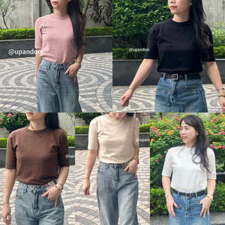 Áo len ngắn tay, cổ tròn, chất len mịn, dày dặn