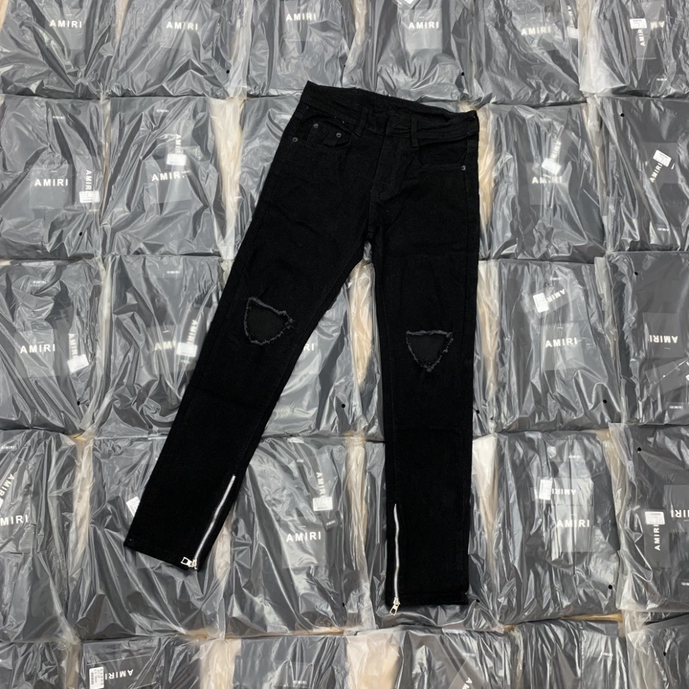 Quần Jean Nam Streetwear , Quần Bò Nam  Rách Thủng Gối Khoá Zip Ống Dáng Slimfitp BN33