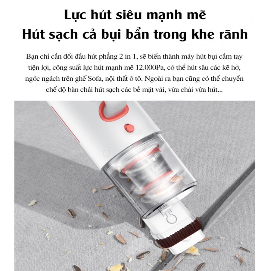Máy Hút Bụi Cầm Tay Deerma CM1300 - Máy Hút Bụi Giường Nệm Thảm Sofa 3in1 Đầu Hút Tháo Rời - Bảo Hành 12 Tháng 1 Đổi 1
