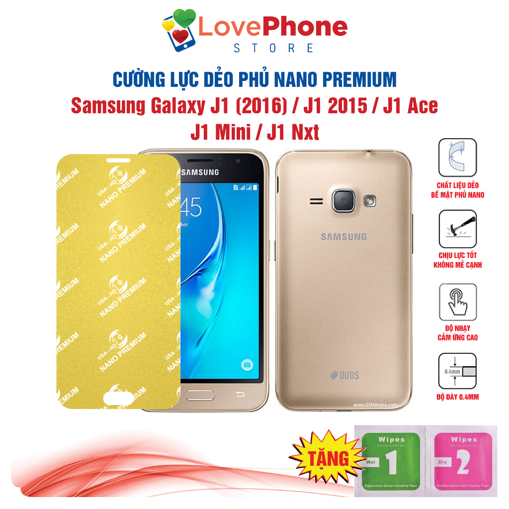 Cường lực Samsung J1 J1 Ace J1 Mini J1 Nxt dẻo phủ Nano Premium chống xước bảo vệ màn hình - Love Ph