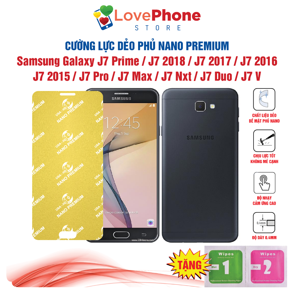 Cường lực Samsung J7 Prime J7 J7 Pro J7 Max J7 Nxt J7 Duo J7 V dẻo phủ Nano Premium chống xước bảo v