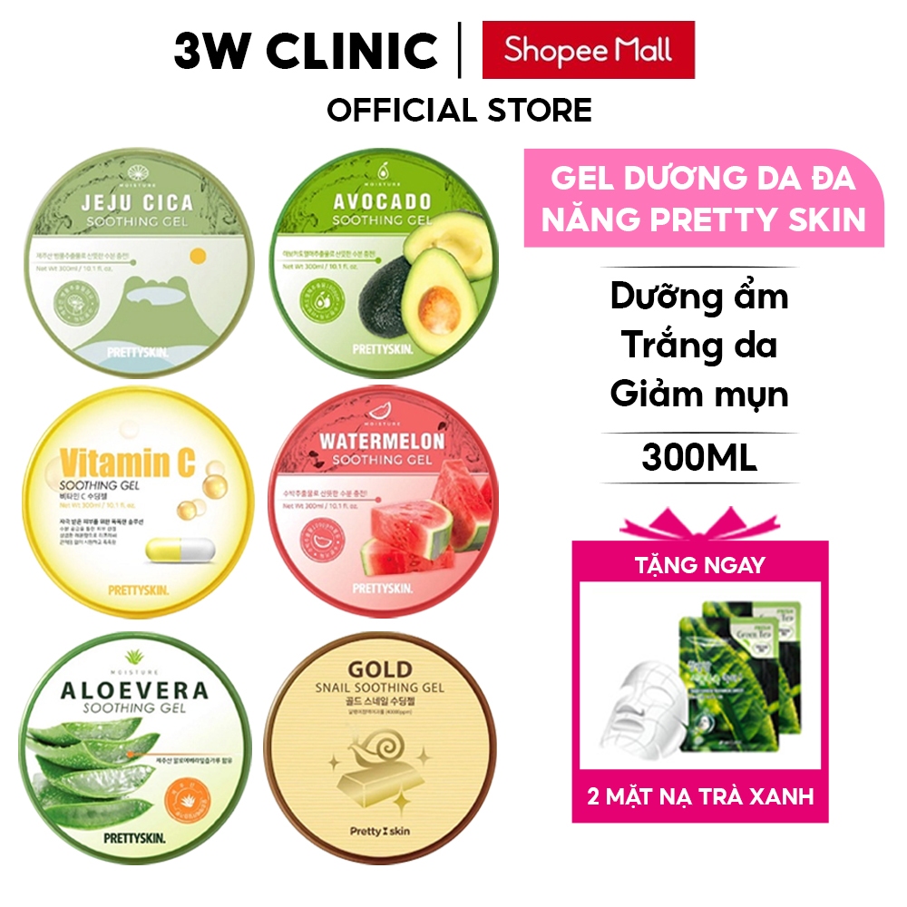 Gel Dưỡng Da Đa Năng Pretty Skin Hàn Quốc Soothing Gel 300ml Giúp Dưỡng Ẩm Trắng Da Giảm Mụn Ngăn Ngừa Lão Hóa
