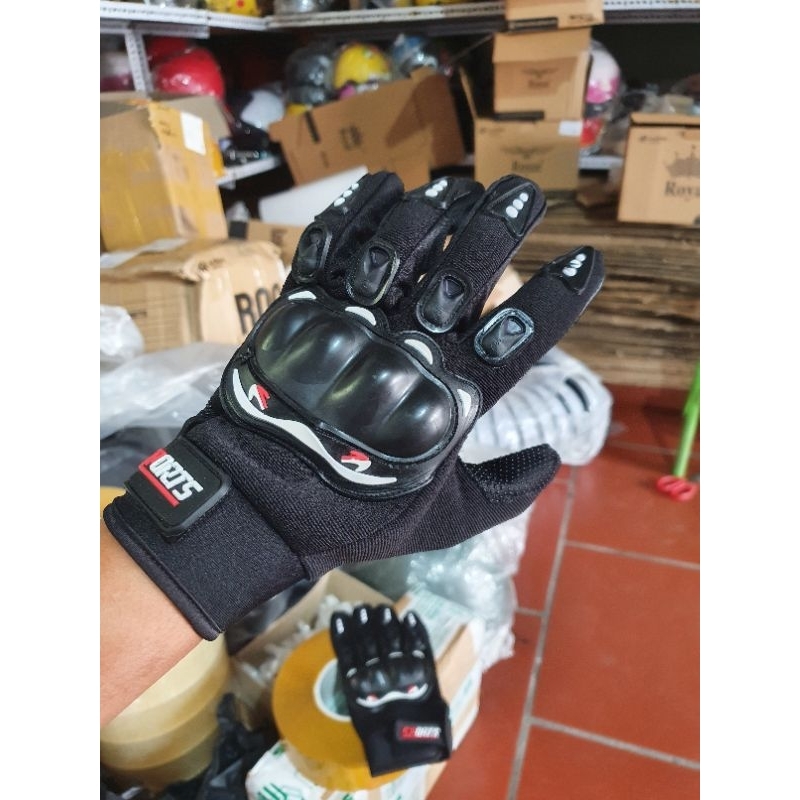 Găng tay gù full ngón sport thể thao bảo vệ đi xe máy - Găng tay dài ngón có gù nhựa bảo vệ chống chấn thương