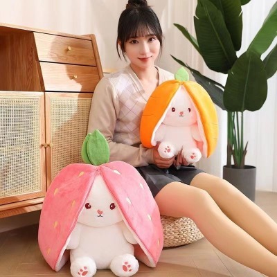 Gấu bông Thỏ bông biến hình tai dài 2 in 1 thú nhồi bông Thỏ quả bông Trái cây Cosplay Dâu Và Cà rốt dễ thương 50cm