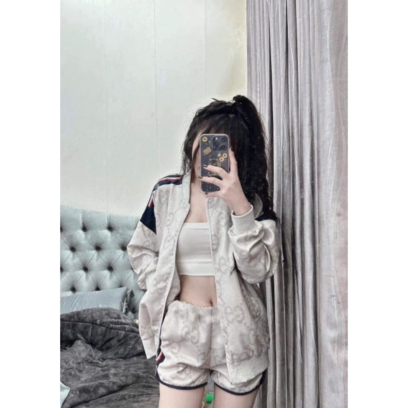 ÁO BOMBER IN Full G-G PHỐI VAI , mẫu hót nhất thời điểm hiện tại,form rộng tay dài unisex oversize siêu hottrend 2023